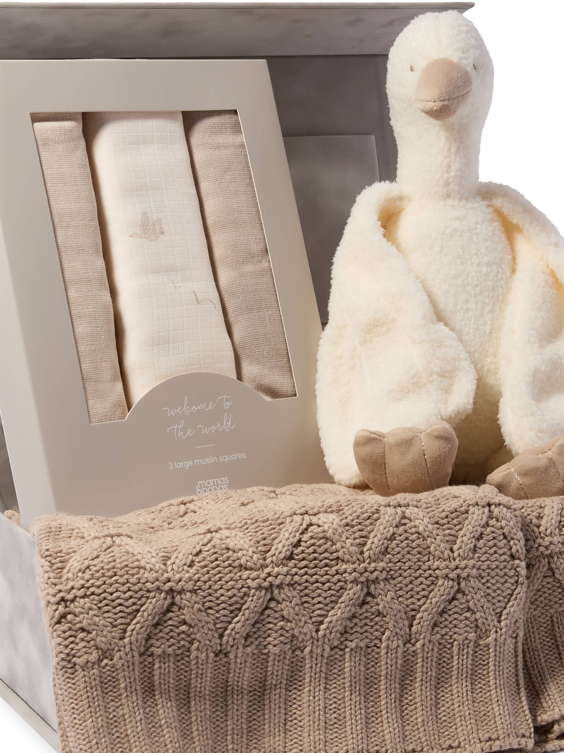 Snuggle Gift Set - Seedling Knitted Blanket with Duckling Soft Toy & Duckling Muslin Squares image number 2